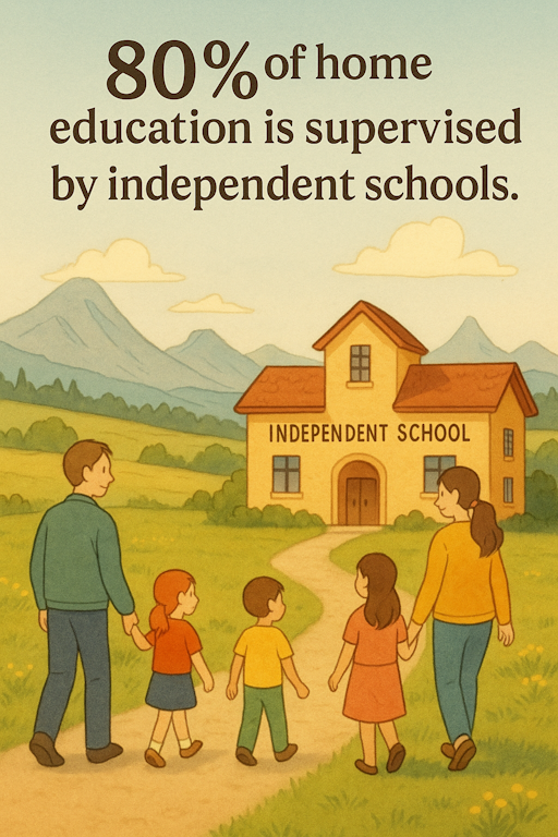 Four fifths of home ed students with private schools